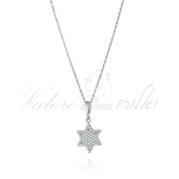 שרשרת כסף מגן דויד משובץ 12 מ"מ